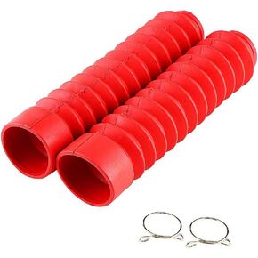 1 Pair Rubber Fork Cover Gaiters Motorcycle Front Fork Gaiters Boots Shock Damping Dust Cover 205 x 42mm (Red)