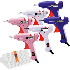 SHJADE Mini Hot Glue Gun, Hot Melt Gun with 30 Glue Sticks for Arts Crafts, Mini Glue Gun Kit for Kids School Craft and Quick Home Repairs (Multicolored, 20W, 8 Pieces)