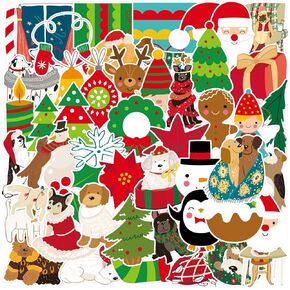 Bastban 50 Pcs Pink Christmas Stickers for Water Bottle Laptop Phone Luggage Scrapbook, Vinyl Waterproof Stickers for Kids Girls Teens