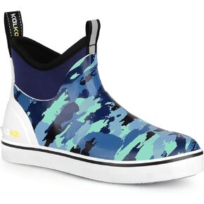 Kalkal Women's Deck Boots, Waterproof Ankle Rain Boots Fishing Boots with High Traction, Women's Rubber Boots For Gardening Fishing Boating Camping