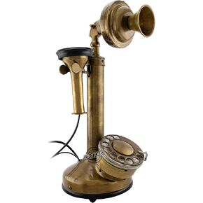 Vintage Candlestick Phone Rotary Dial Telephone Wired Landline Antique Home Décor (Black Antique)