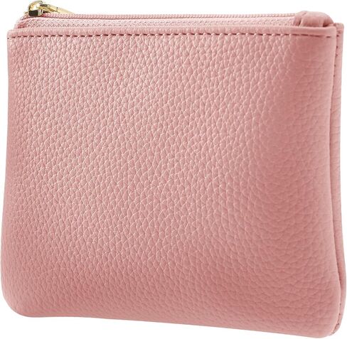 Chelmon PU Leather Coin Purse Pouch Change Holder With Zipper for Men Women 2 PCS Set (Black&Pink) in Saudi Arabia