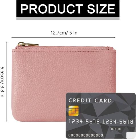 Chelmon PU Leather Coin Purse Pouch Change Holder With Zipper for Men Women 2 PCS Set (Black&Pink) in Saudi Arabia