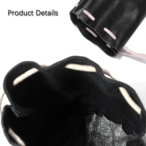 حقيبة برباط من الجلد الطبيعي، محفظة عملات معدنية سوداء اللون، منظم حقيبة جلدية صغيرة للعملات المعدنية لتغيير الأشياء الصغيرة والمجوهرات الصغيرة للرجال والنساء in Kuwait