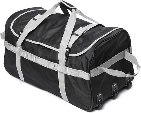 Foldable Duffel Bag with 3 Wheels.85L Rolling Duffle Bag Luggage Suitcase Outdoor Sports Carry On Garment Bags for Travel Camp (Blue) in Saudi Arabia