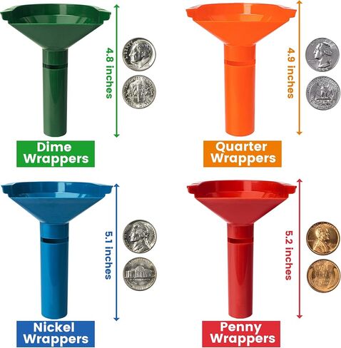 أنابيب فرز العملات المعدنية 4 ألوان، أنابيب عدادات العملات المشفرة للأرباع والدايمات والنيكل والبنسات، بدون ورق تغليف in Kuwait