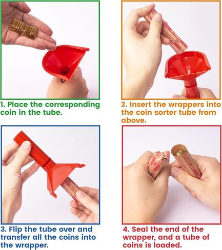 أنابيب فرز العملات المعدنية 4 ألوان، أنابيب عدادات العملات المشفرة للأرباع والدايمات والنيكل والبنسات، بدون ورق تغليف in Kuwait