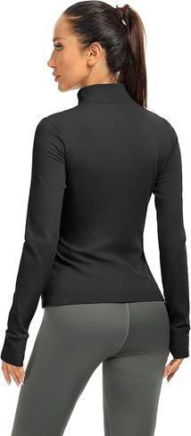 icyzone Fleece Lined Half Zip Pullover for Women with Thumb Holes, Athletic Workout Warm Jackets in Saudi Arabia