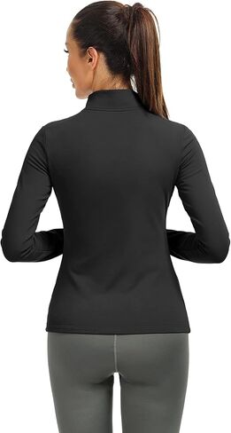 icyzone Fleece Lined Half Zip Pullover for Women with Thumb Holes, Athletic Workout Warm Jackets in Saudi Arabia