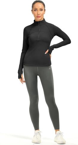 icyzone Fleece Lined Half Zip Pullover for Women with Thumb Holes, Athletic Workout Warm Jackets in Saudi Arabia