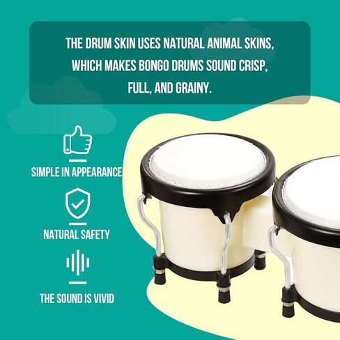 Soulmate Bongo Drums 6 "و 7" Bongos للمبتدئين البالغين والأطفال، أداة قرع خشبية محترفة مع مفتاح ضبط، أحمر نبيذي in Saudi Arabia