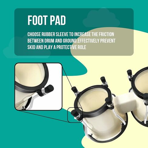 Soulmate Bongo Drums 6 "و 7" Bongos للمبتدئين البالغين والأطفال، أداة قرع خشبية محترفة مع مفتاح ضبط، أحمر نبيذي in Saudi Arabia
