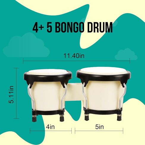 Soulmate Bongo Drums 6 "و 7" Bongos للمبتدئين البالغين والأطفال، أداة قرع خشبية محترفة مع مفتاح ضبط، أحمر نبيذي in Saudi Arabia