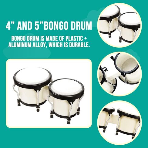 Soulmate Bongo Drums 6 "و 7" Bongos للمبتدئين البالغين والأطفال، أداة قرع خشبية محترفة مع مفتاح ضبط، أحمر نبيذي in Saudi Arabia