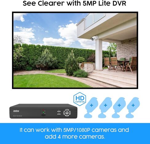 JouSecu 8CH Wireless Security Camera System, 3MP Surveillance NVR Recorder with 1TB HDD, 4pcs HD WiFi Camera for Indoor and Outdoor Use, Human Motion Detection, Full Color Night Vision,Waterproof in Kuwait