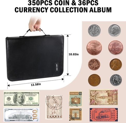 منظم حامل كتب مجموعة العملات المعدنية - 386 جيبًا للعملات المعدنية المقاومة للحريق، كتاب ألبوم لهواة الجمع، 36 كمًا، حقيبة تخزين الأموال، مجموعة العملات المعدنية، بيل بينيس، أرباع الطوابع النقدية in Kuwait