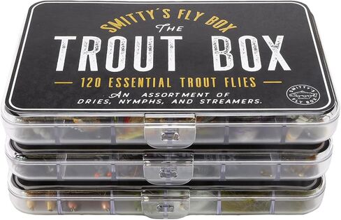 Smitty's Fly Box - Trout Box - Premium Trout Flies - Assortment of Dry Flies, Nymphs, Euro Nymphs, Stimulators, Wooly Buggers and Streamers for Fly Fishing in Saudi Arabia