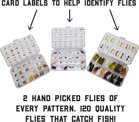 Smitty's Fly Box - Trout Box - Premium Trout Flies - Assortment of Dry Flies, Nymphs, Euro Nymphs, Stimulators, Wooly Buggers and Streamers for Fly Fishing in Saudi Arabia