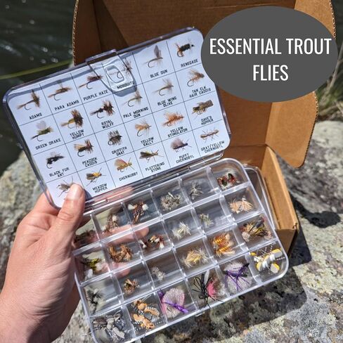 Smitty's Fly Box - Trout Box - Premium Trout Flies - Assortment of Dry Flies, Nymphs, Euro Nymphs, Stimulators, Wooly Buggers and Streamers for Fly Fishing in Saudi Arabia