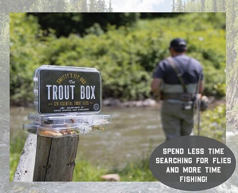 Smitty's Fly Box - Trout Box - Premium Trout Flies - Assortment of Dry Flies, Nymphs, Euro Nymphs, Stimulators, Wooly Buggers and Streamers for Fly Fishing in Saudi Arabia