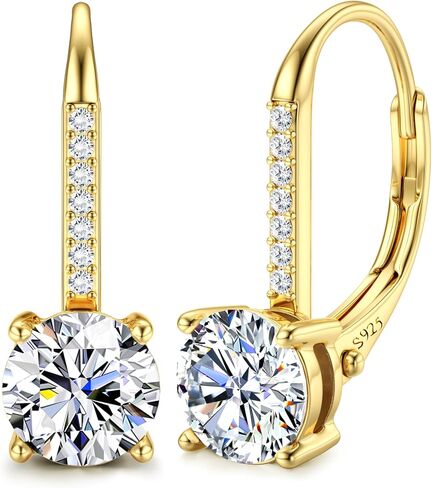 FIBO STEEL Moissanite Earrings for Women D Color Round Cut Lab Created Diamond Earrings 18K White Gold S925 Sterling Silver Drop Dangle Earrings Hypoallergenic 1.0ct-2.0ct Leverback in Saudi Arabia