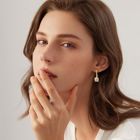 FIBO STEEL Moissanite Earrings for Women D Color Round Cut Lab Created Diamond Earrings 18K White Gold S925 Sterling Silver Drop Dangle Earrings Hypoallergenic 1.0ct-2.0ct Leverback in Saudi Arabia