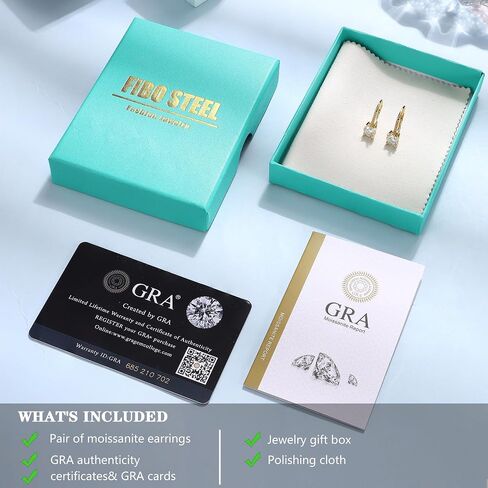 FIBO STEEL Moissanite Earrings for Women D Color Round Cut Lab Created Diamond Earrings 18K White Gold S925 Sterling Silver Drop Dangle Earrings Hypoallergenic 1.0ct-2.0ct Leverback in Saudi Arabia