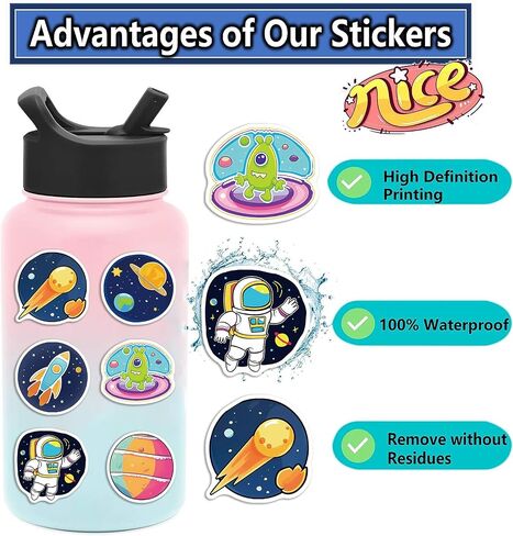 Cute Space Stickers for Kids Teens 50PCS Astronaut Spacecraft Planet Decals in Kuwait