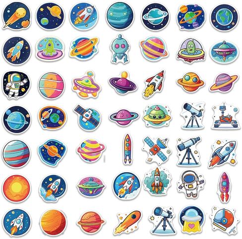 Cute Space Stickers for Kids Teens 50PCS Astronaut Spacecraft Planet Decals in Kuwait