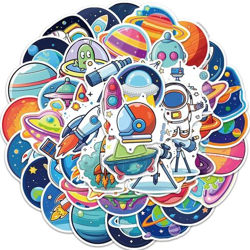 Cute Space Stickers for Kids Teens 50PCS Astronaut Spacecraft Planet Decals in Kuwait