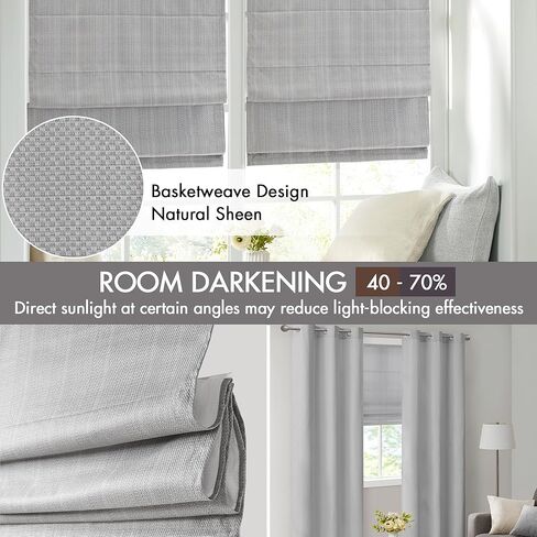 ظلال رومانية لاسلكية من ماديسون بارك جالين - تعتيم لوحة واحدة للخصوصية من القماش، موفرة للطاقة، معالجة نوافذ معزولة حراريًا، لغرفة النوم، ديكور غرفة المعيشة، 31 بوصة × 64 بوصة، رمادي in Kuwait