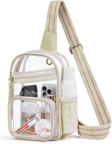 Missnine Clear Bag for Stadium Events Clear Sling Bag Fanny Pack Crossbody Purse for Sport Concert with Side Mesh Pocket in Saudi Arabia