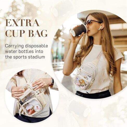 Missnine Clear Bag for Stadium Events Clear Sling Bag Fanny Pack Crossbody Purse for Sport Concert with Side Mesh Pocket in Saudi Arabia