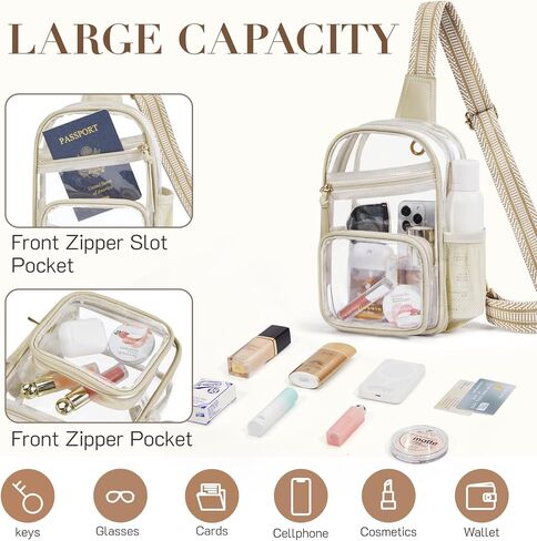 Missnine Clear Bag for Stadium Events Clear Sling Bag Fanny Pack Crossbody Purse for Sport Concert with Side Mesh Pocket in Saudi Arabia