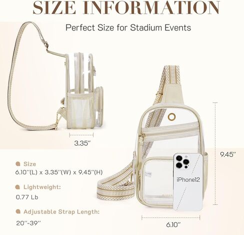Missnine Clear Bag for Stadium Events Clear Sling Bag Fanny Pack Crossbody Purse for Sport Concert with Side Mesh Pocket in Saudi Arabia