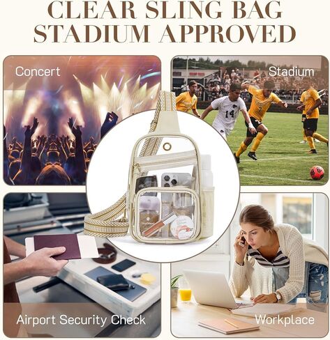 Missnine Clear Bag for Stadium Events Clear Sling Bag Fanny Pack Crossbody Purse for Sport Concert with Side Mesh Pocket in Saudi Arabia