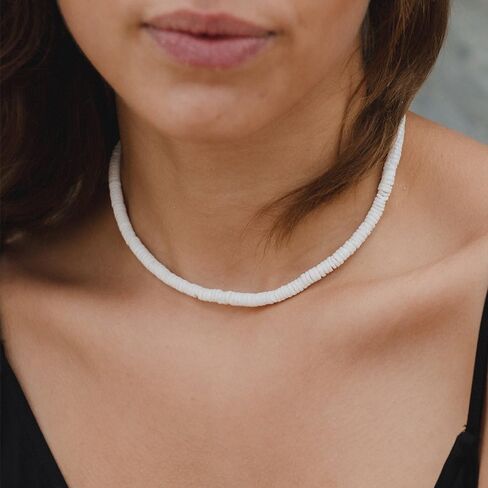 Handmade Puka Shell Necklace for Women Adjustable Summer Necklace Natural Sea Shell Collar Necklace Summer Jewelry for Women in Saudi Arabia