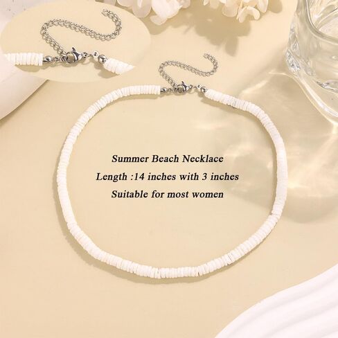Handmade Puka Shell Necklace for Women Adjustable Summer Necklace Natural Sea Shell Collar Necklace Summer Jewelry for Women in Saudi Arabia
