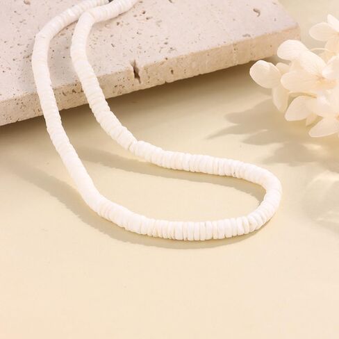 Handmade Puka Shell Necklace for Women Adjustable Summer Necklace Natural Sea Shell Collar Necklace Summer Jewelry for Women in Saudi Arabia