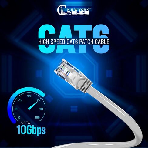 NewYork Cables™ حزمة من 5 كابلات تصحيح Cat6 Ethernet | سلك تصحيح الشبكة بموصل RJ45 بطول 10 أقدام | سلك نحاس عاري نقي 4 أزواج UTP 24 AWG | كابل LAN ذو نطاق ترددي عالي 10 جيجا بايت، 550 ميجا هرتز (رمادي) in Kuwait