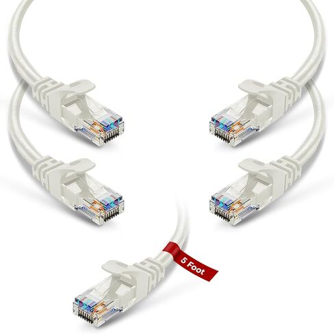 NewYork Cables™ حزمة من 5 كابلات تصحيح Cat6 Ethernet | سلك تصحيح الشبكة بموصل RJ45 بطول 10 أقدام | سلك نحاس عاري نقي 4 أزواج UTP 24 AWG | كابل LAN ذو نطاق ترددي عالي 10 جيجا بايت، 550 ميجا هرتز (رمادي) in Kuwait