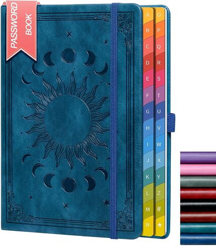 Password Keeper Book: Colorful Alphabetical Tabs, Internet Address Log, Contacts, Anniversaries, Birthdays. Ideal for Home Office.Blue,A5 (5.7"×8.4") in Saudi Arabia