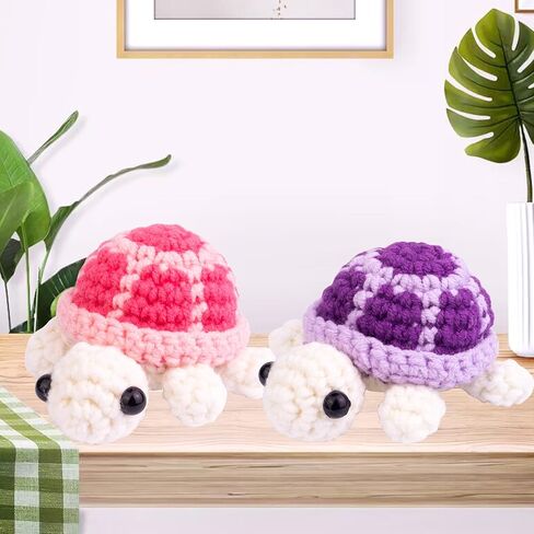 Funny Positive Turtle Knitting Doll, Handmade Emotional Support Crochet Turtle Animal Gift Car Ornament with Positive Affirmation Card for Car Home Office(Purple) in Saudi Arabia