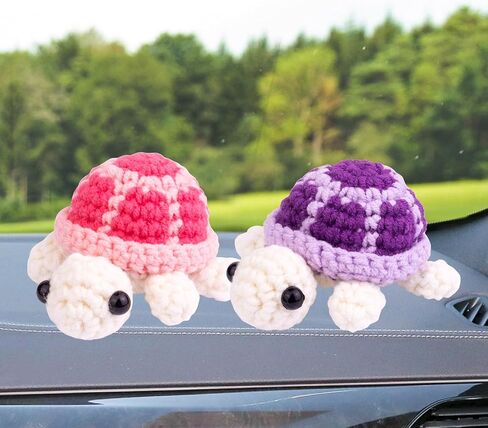 Funny Positive Turtle Knitting Doll, Handmade Emotional Support Crochet Turtle Animal Gift Car Ornament with Positive Affirmation Card for Car Home Office(Purple) in Saudi Arabia