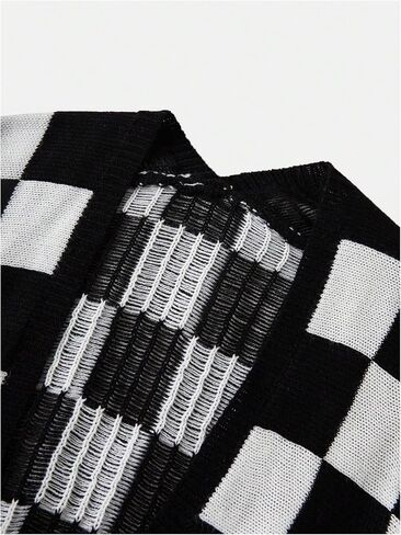 SOLY HUX Women's Long Sleeve Oversized Sweater Checkered Cardigan Open Front Outerwear Tops in Saudi Arabia