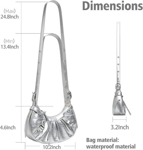 Shoulder Crossbody Bags for Women, Shoulder Purse with Adjustable Shoulder Strap, Punk Studded Underarm Y2k Purse in Saudi Arabia