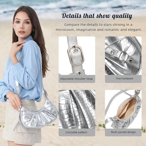 Shoulder Crossbody Bags for Women, Shoulder Purse with Adjustable Shoulder Strap, Punk Studded Underarm Y2k Purse in Saudi Arabia