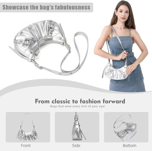 Shoulder Crossbody Bags for Women, Shoulder Purse with Adjustable Shoulder Strap, Punk Studded Underarm Y2k Purse in Saudi Arabia