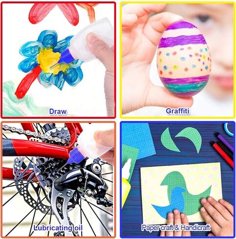 12 Pcs 2 Ounce Needle Tip Glue Bottle 60 mL Plastic Dropper Bottles Multicolor lid with 2 Pcs Mini Funnel for Small Gluing Projects, Paper Quilling DIY Craft, Acrylic Painting in Saudi Arabia