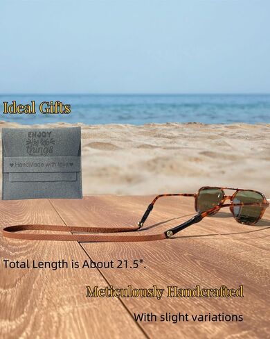 حزام نظارات جلدي مصنوع يدويًا من الجلد المحبب بالكامل وحامل نظارات حول الرقبة هدية للنساء والرجال in Kuwait